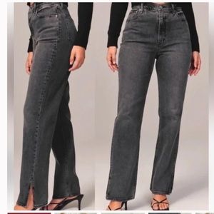 NWT Abercrombie 90s straight ultra high rise slit ankle jeans